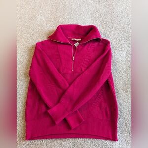 Ann Taylor Bold Pink Half Zip Sweater Size Med Petite NWT